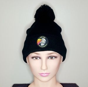 Black Knit Pom Beanie